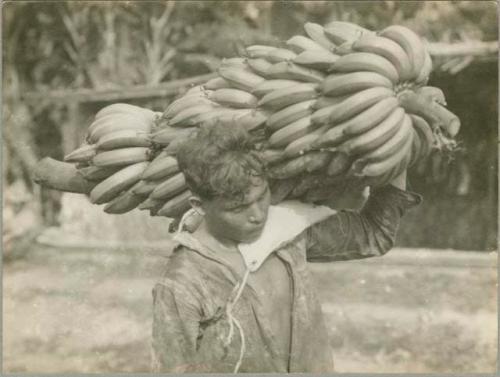 Man carrying bundle of bananas