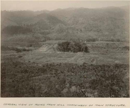 General view of ruins from hill northwest of main structure