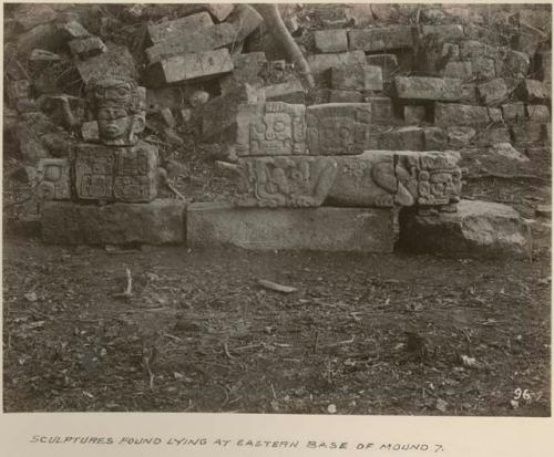 Sculptures found lying at eastern base of Mound 7