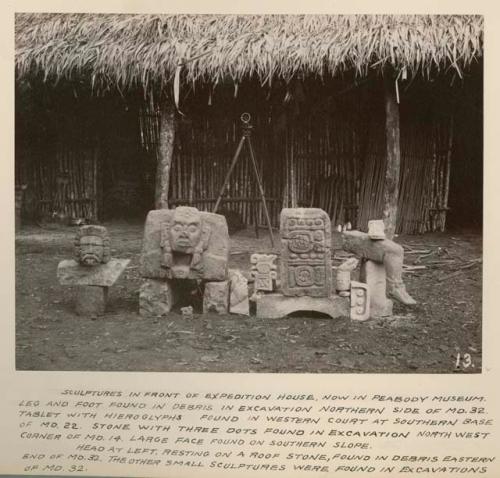 Sculptures in front of expedition house