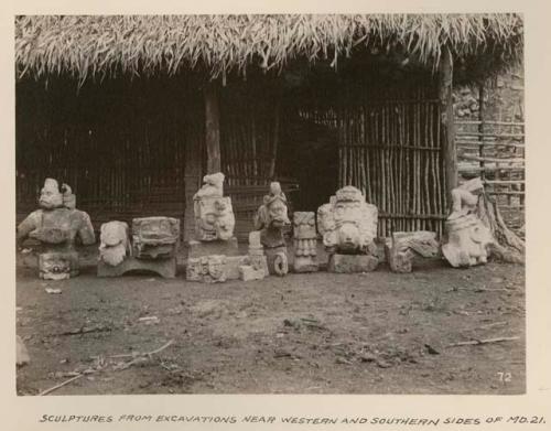 Sculptures from excavations near western and southern sides of Mound 21