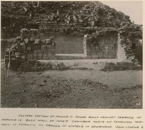 Eastern section of Mound 50, house built against terrace of Pyramid 16