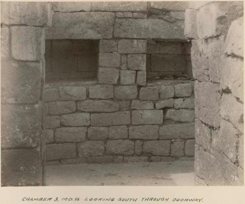 Chamber 3, Mound 50, looking south through doorway