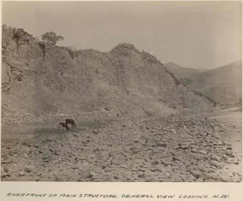 Riverfront of main structure, general view looking northwest