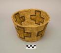 Basket, coiled. Bundle foundation. Split stitch. Design: four crosses.