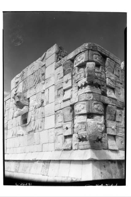 Mask panels at the southwest corner of the Temple of Warriors