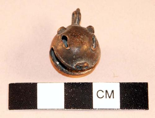Copper bell, animal head