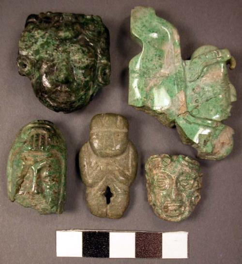 3 fragments of jade human head - possibly figurine - 35mm.x22.3mm.x16.4mm.