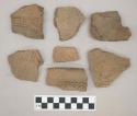 Ceramic, earthenware, body and rim sherds including punctate, incised, and impressed decoration