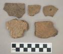 Ceramic, earthenware, body and rim sherds including punctate and impressed decoration