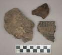 Ceramic, earthenware, body and rim sherds with punctate and impressed decoration