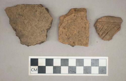 Ceramic, earthenware, body sherds with incised decoration