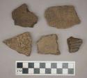 Ceramic, earthenware, body and rim sherds with dentate and incised decoration