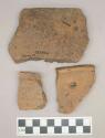 Ceramic, earthenware, body and rim sherds with punctate and impressed decoration, some are perforated