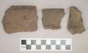 Ceramic, earthenware, body and rim sherds with impressed decoration, some are perforated