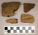 Ceramic, earthenware, body and rim sherds with impressed decoration