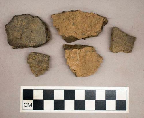 Ceramic, earthenware, body sherds with punctate and impressed decoration