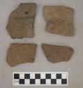 Ceramic, earthenware, body and rim sherds with punctate, incised, and impressed decoration, some are perforated