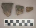 Ceramic, earthenware, body and rim sherds with punctate and impressed decoration