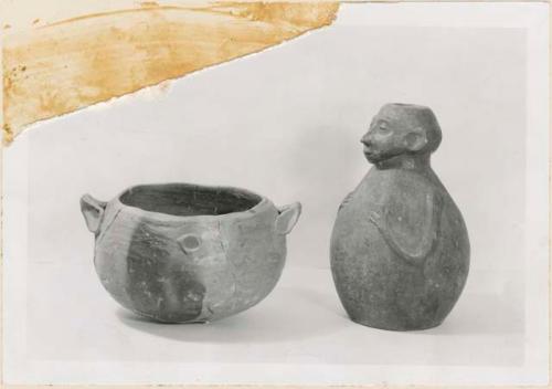 Ceramic bowl, and anthropomorphic ceramic vessel