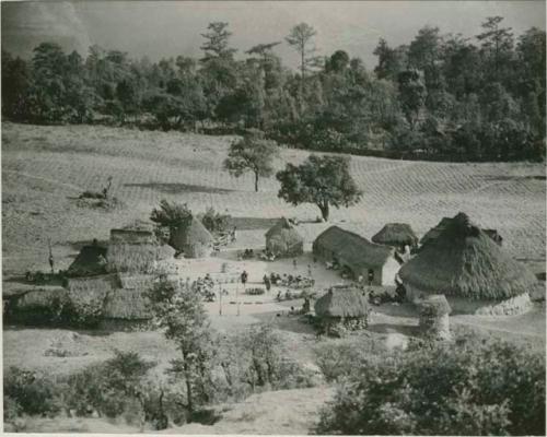 Telephoto view of pagan temples and official buildings at Las Latas