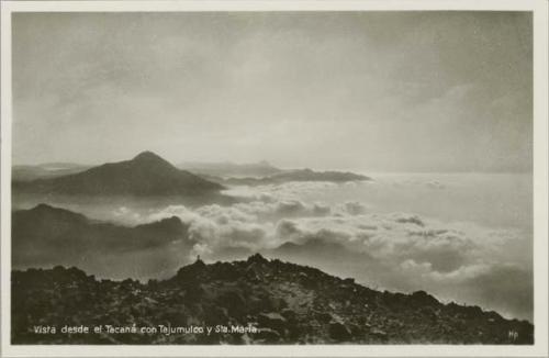 View from the Tacana with volcanoes Tajumulco and Santa Maria