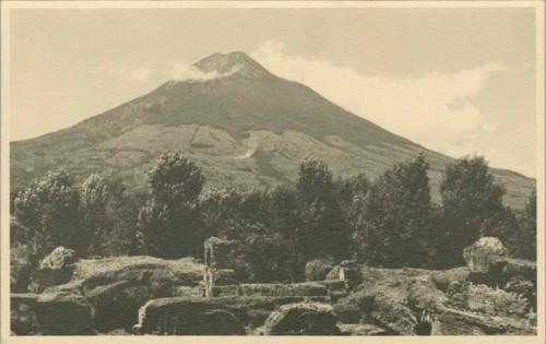 View of volcano in distance