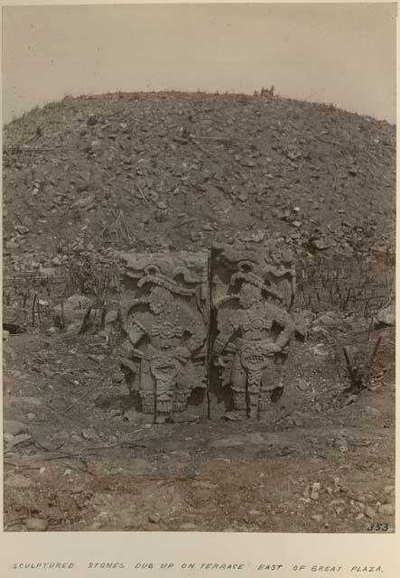 Sculptured stones dug up on Terrace east of Great Plaza