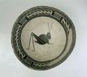 Bowl with grasshopper design, geometric rim
