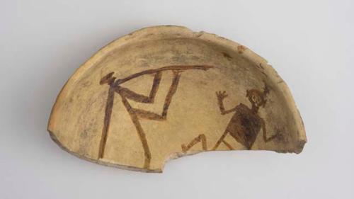 Fragment of pottery bowl. Jeddito black-on-yellow