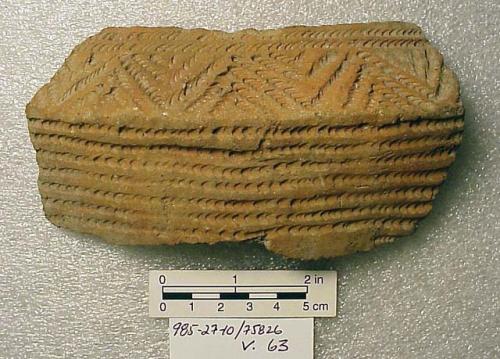 Ceramic rim sherd, shoulder, impressed design