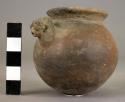 Pottery jar, small, 1 animal head