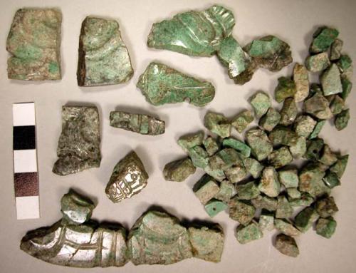 395 fragments of carved thick jade plaques