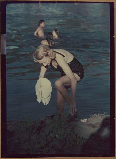 Eleanor Lothrop and three others swimming