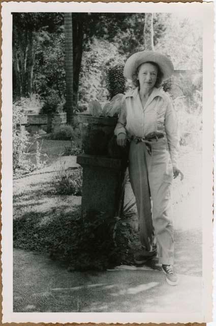 Eleanor Lothrop standing in garden