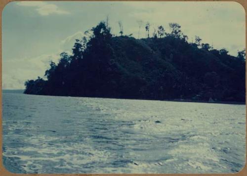 View of hill in Golfito from water