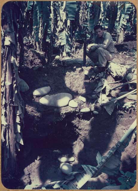 Paul Allen at edge of excavation unit