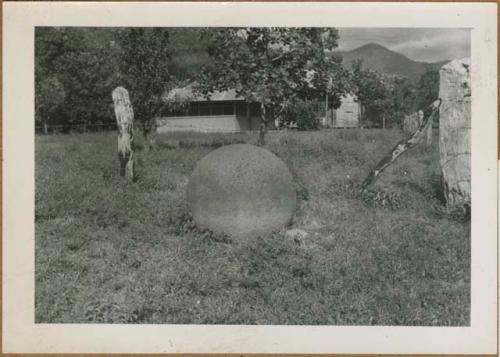 Stone ball in plaza