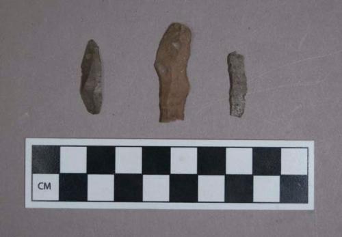 Flint microliths showing effect of thermal fracture