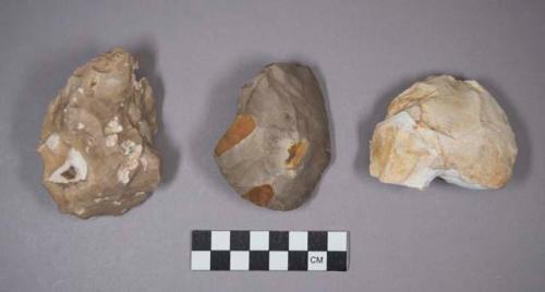 Flint hand axes of various sizes