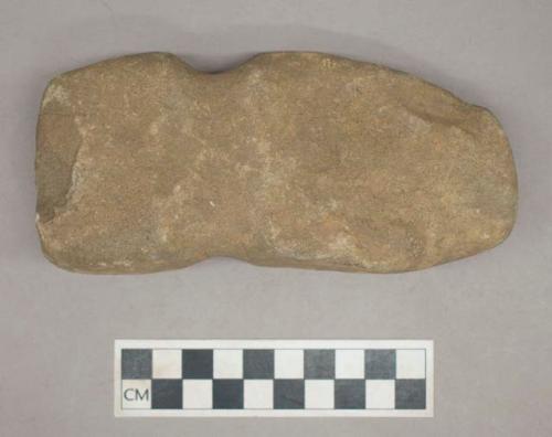 Ground stone, grooved axe with flat base