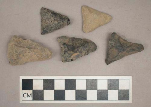 Chipped stone, concave base, triangular bifaces