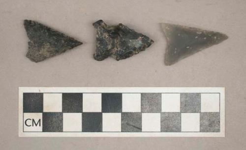 Chipped stone, side-notched and triangular bifaces