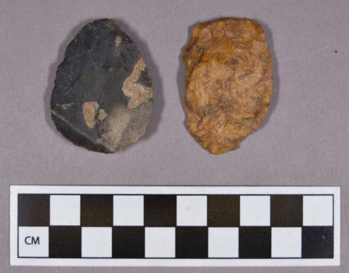 Chipped stone, one ovate biface and one jasper edged tool; possible scraper