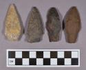 Chipped stone, projectile points, stemmed and lanceolate, includes quartz and jasper