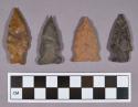 Chipped stone, projectile point, stemmed and side-notched, includes quartz, jasper, and rhyolite