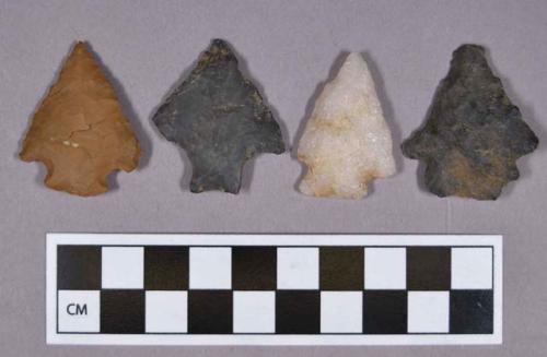 Chipped stone, projectile points, stemmed, includes quartz