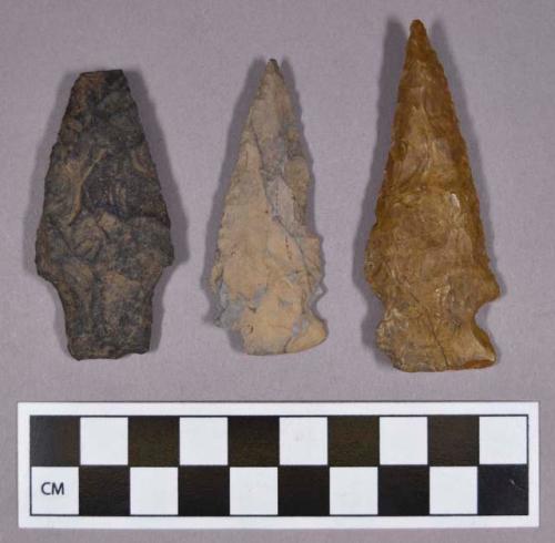 Chipped stone, projectile points, side-notched and stemmed