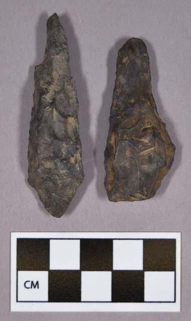 Chipped stone, one perforator and one projectile point, tapered stemmed