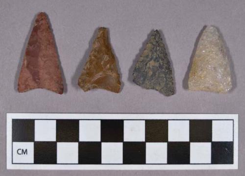 Chipped stone, projectile points, triangular, includes quartz and jasper